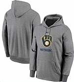 Men's Milwaukee Brewers Nike Gray 2020 Postseason Collection Pullover Hoodie,baseball caps,new era cap wholesale,wholesale hats